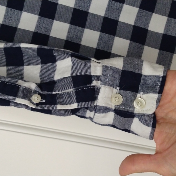 J CREW NAVY & WHITE PERFECT FIT BUTTON FRONT SHIRT - Picture 4 of 6